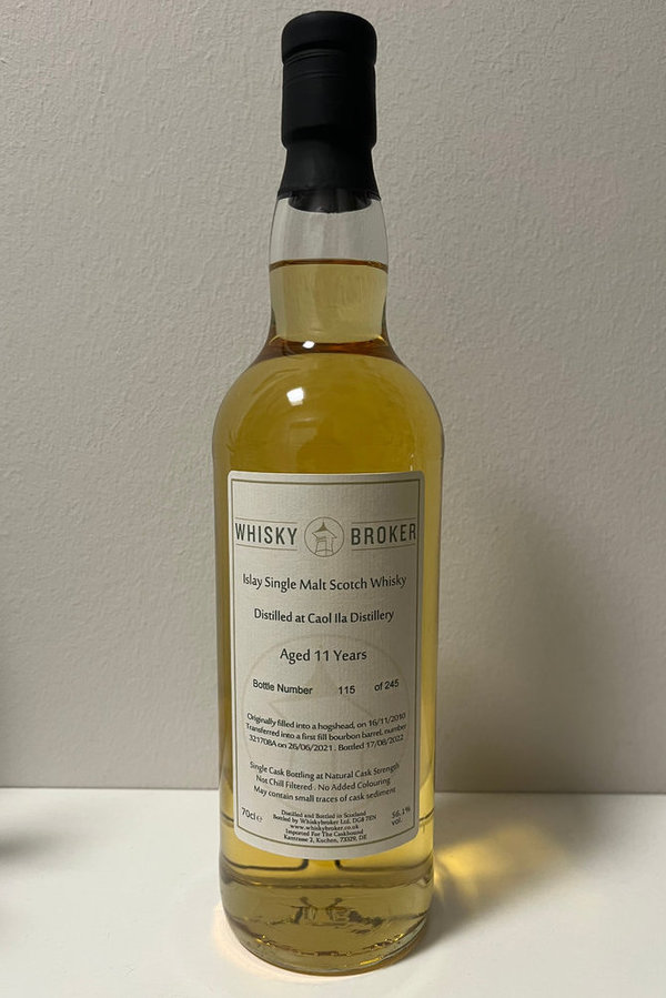 11yo Caol Ila Single Malt Scotch Whisky - Barrel number 321708A/2010, 56.1% vol - 70cl