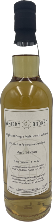 14yo Fettercairn, Bourbon Barrel 4623/2008, 56.0% vol. - Whiskybroker