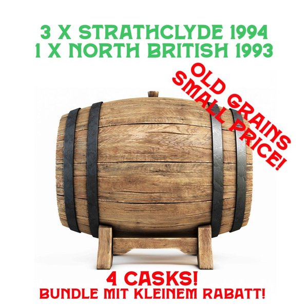 OLD GRAINS!  3x Strathclyde 1994 und 1x North British 1993 - 4 Casks, 4 Reifungen!