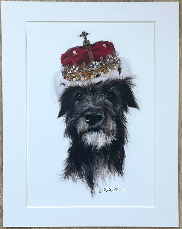 Druck - The Outlaw King Deerhound - mit Passepartout - Art by Lana Mathieson