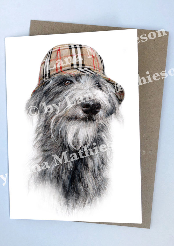 Grußkarte - Burberry Deerhound  - mit Umschlag - Art by Lana Mathieson
