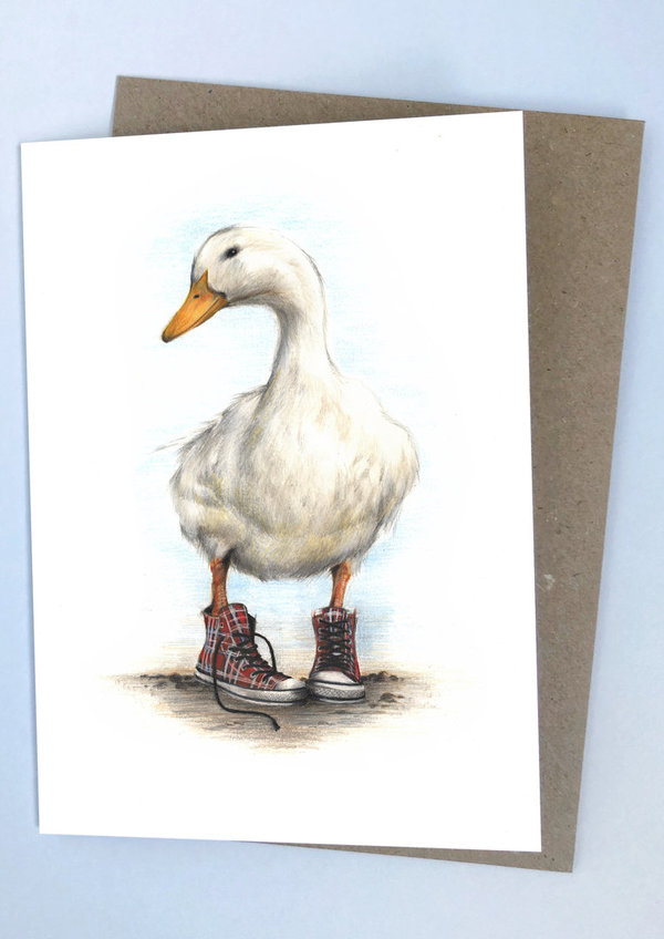 Grußkarte - Duck in Chucks - mit Umschlag - Art by Lana Mathieson