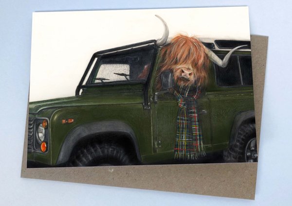 Grußkarte - Highland Driver - mit Umschlag - Art by Lana Mathieson