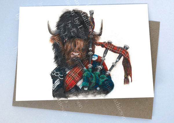 Grußkarte - Highland Piper - mit Umschlag - Art by Lana Mathieson