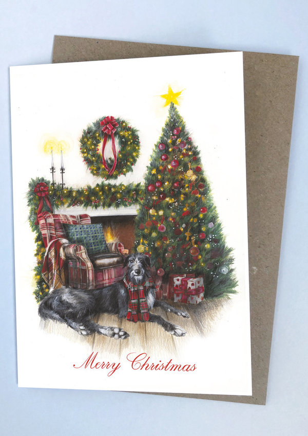 Grußkarte - The Christmas Deerhound - mit Umschlag - Art by Lana Mathieson