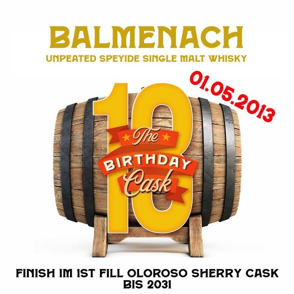 Fassteilung Balmenach 01.05.2013 - Finish 1st Fill Oloroso Sherry Cask bis 2031 - 18yo Projekt!